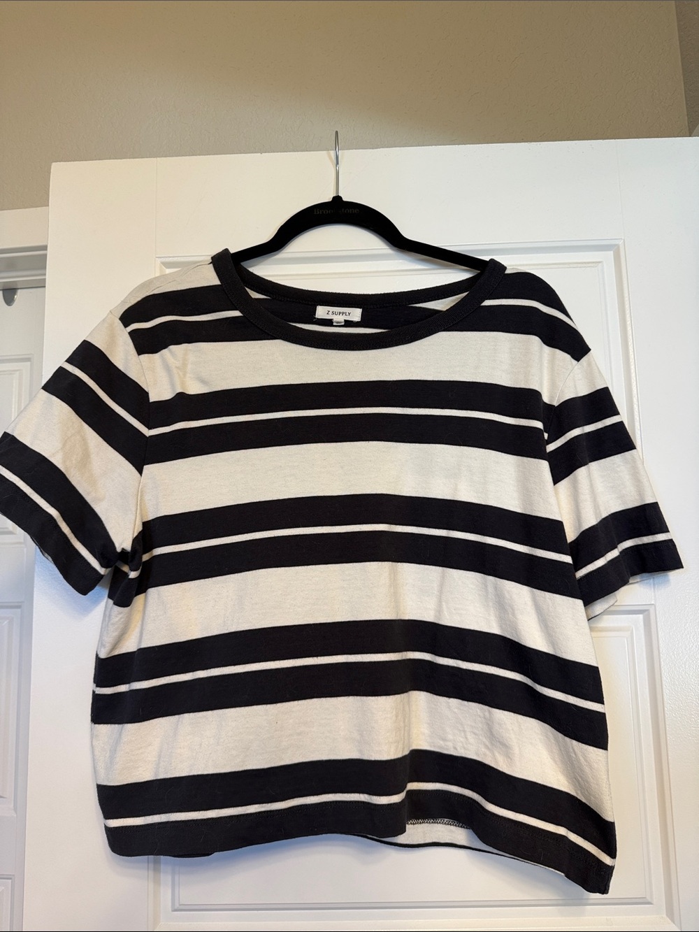 Z Supply Black and White Striped Short Sleeve Tee
